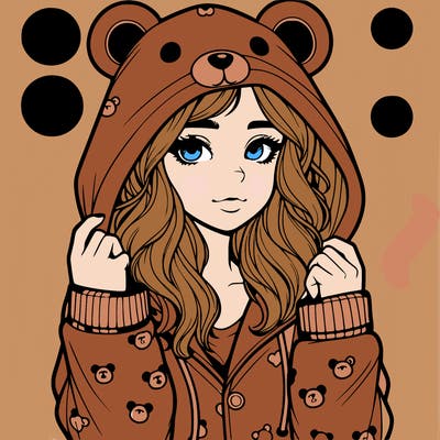 realistic girl in a animal pjs hoodie