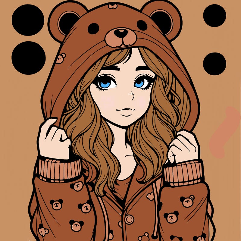 realistic girl in a animal pjs hoodie