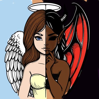 realistic angel half demon