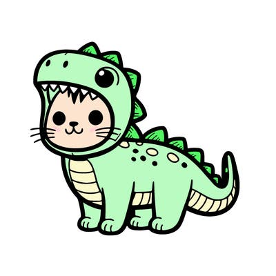 cat in a dino costume