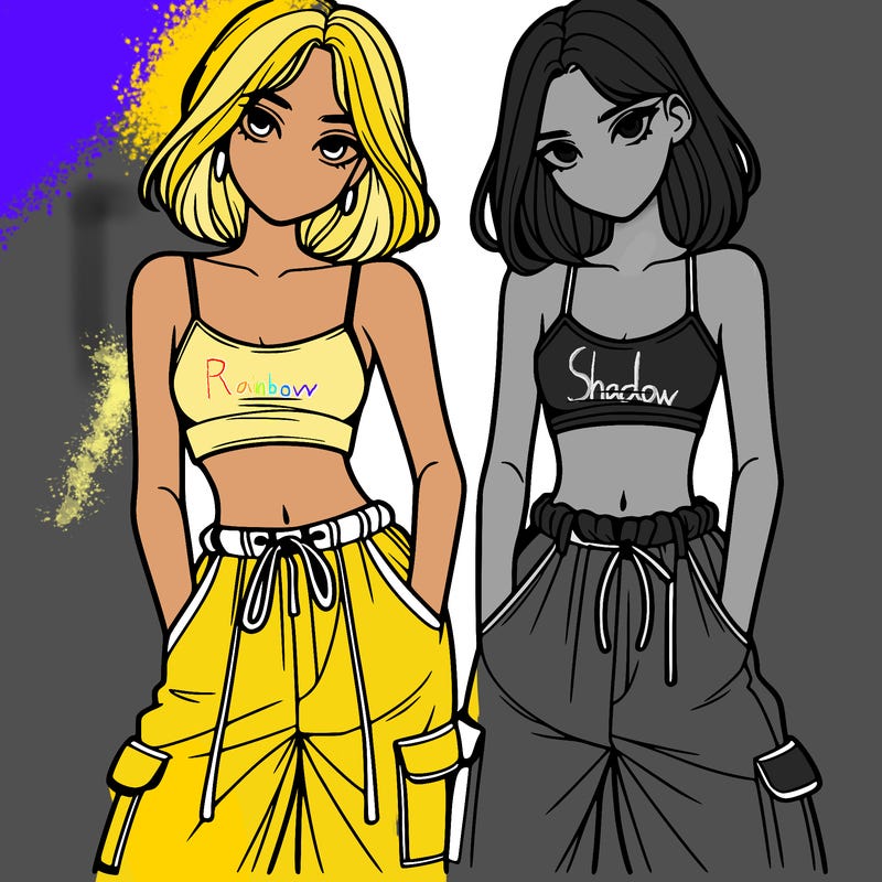 two girls with crop top with baggy pants