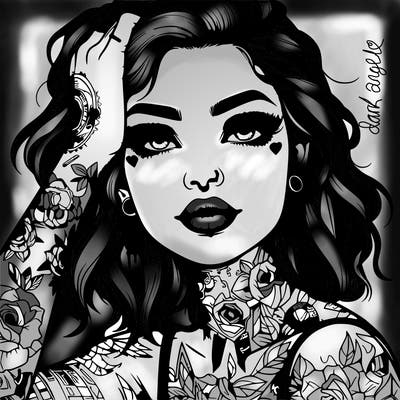 realistic girl with tattoos all over