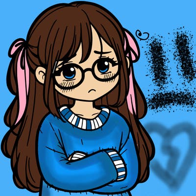 sad girl with glasses and sweater