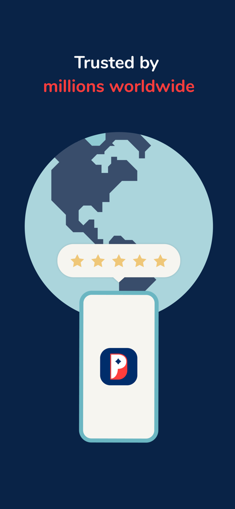 MyPerfectResume Builder app graphic showing global trust and a five star rating