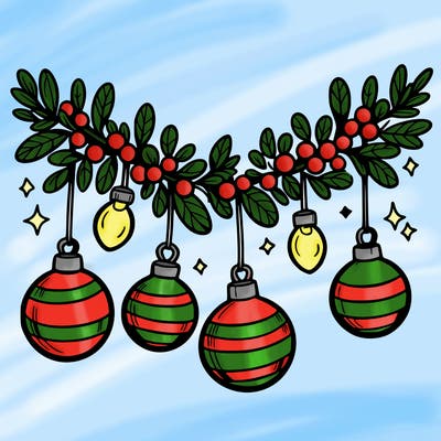 christmas garland with big bulbs