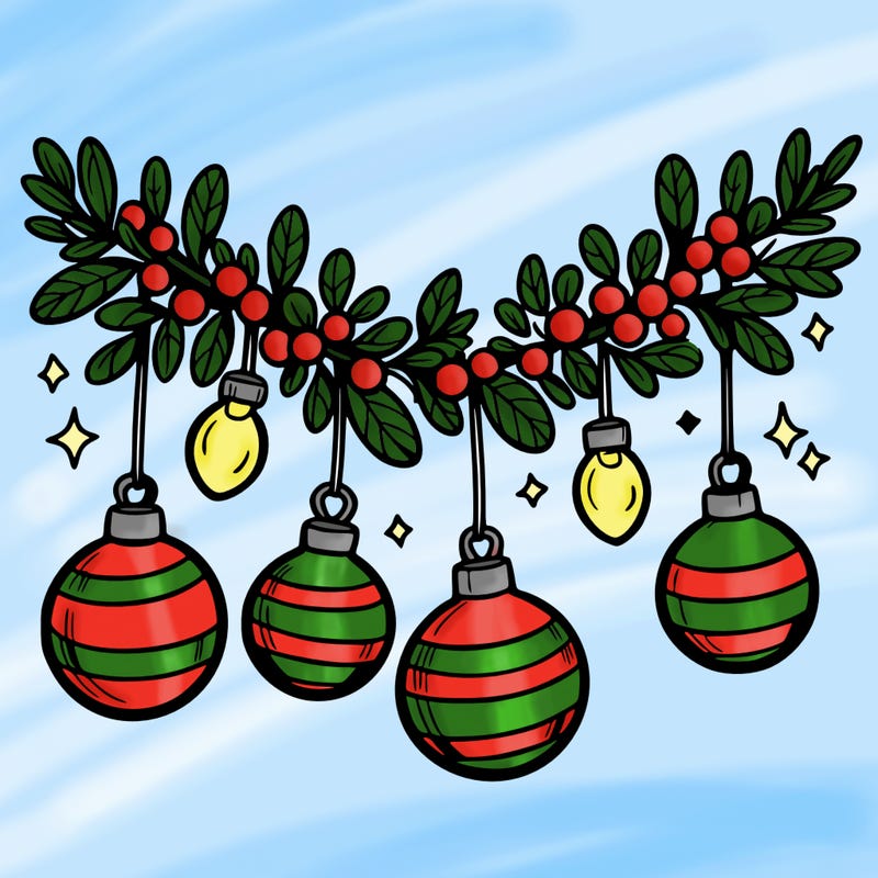 christmas garland with big bulbs