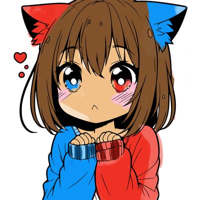 shy anime catgirl