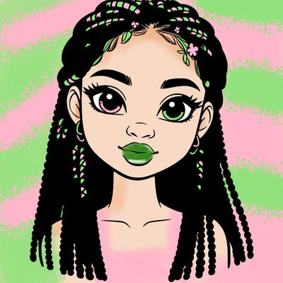 a realistic black girl with braids