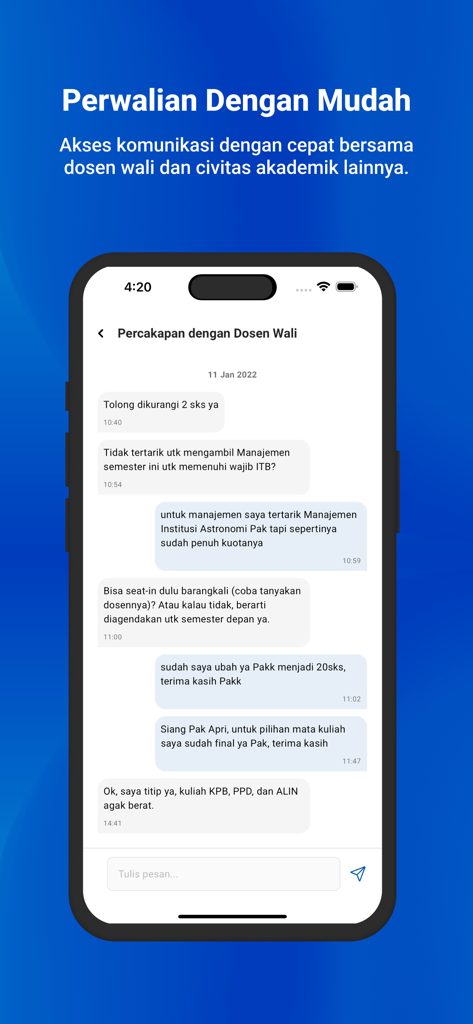 MySIX ITB - Mobile chat interface for student consultation with academic advisors in the MySIX ITB app