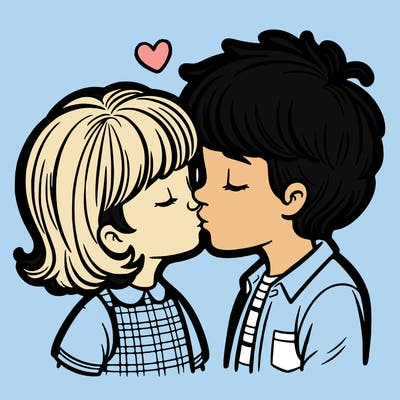 boy and girl kissing