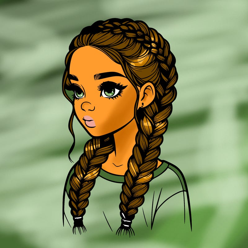 realistic girl with braids