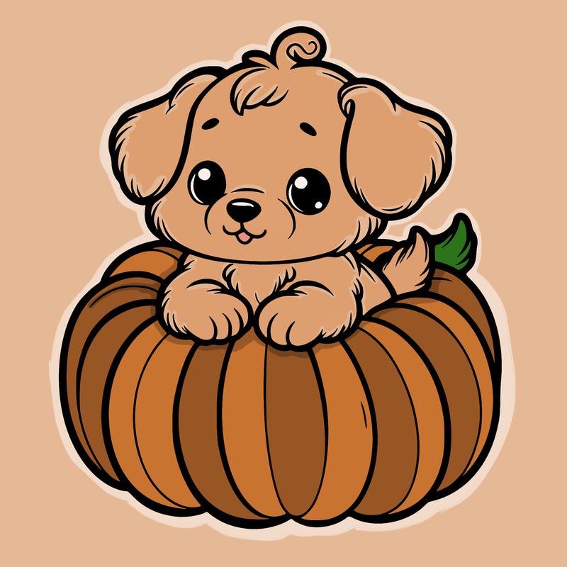 cute little puppy in a pumpkin
