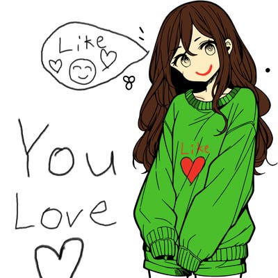 manga teen girl  in a sweater and baggy pants