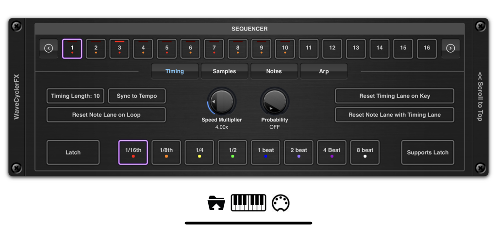EvolverFX AUv3 Audio Plugin - EvolverFX AUv3 plugin sequencer timing control interface