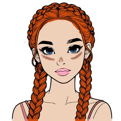 realistic girl with braids