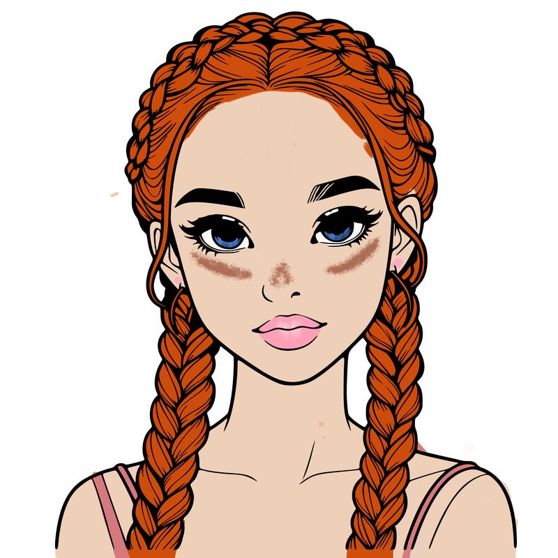 realistic girl with braids
