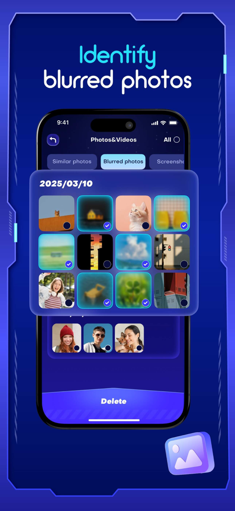Phone Master-Clean Master - Interface of Phone Master app showing the identify blurred photos feature for storage cleanup