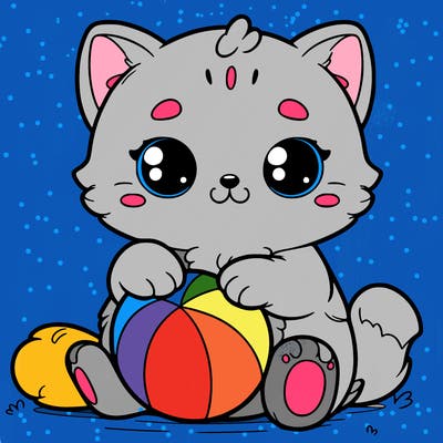 cute cat holding a ball