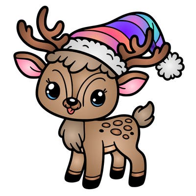 christmas reindeer with santa hat
