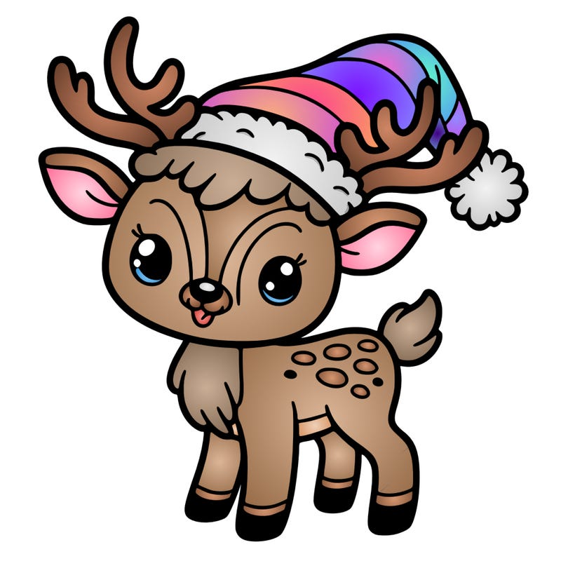 christmas reindeer with santa hat