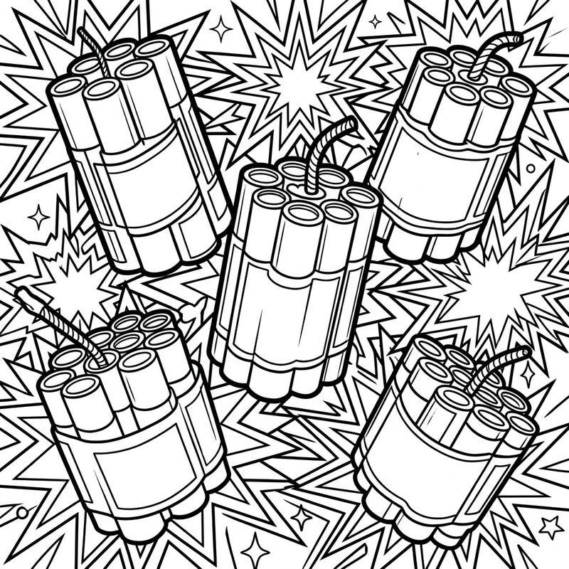 Dive into a burst of creativity with our dynamic Pop Art Firework Cakes coloring page. This exciting design combines bold outlines with festive explosive patterns, promising an electrifying coloring experience for all ages.