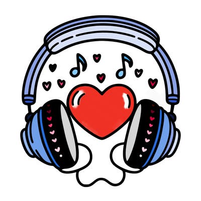 music headphones with a heart