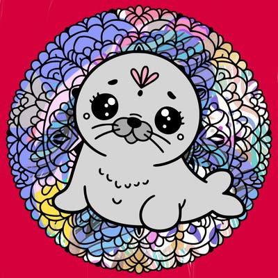 a cute baby seal mandala