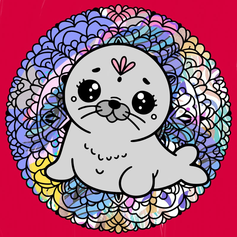 a cute baby seal mandala