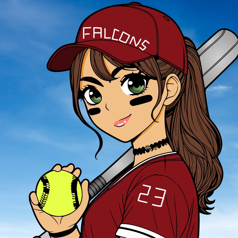 a realistic girl with a softball uniform