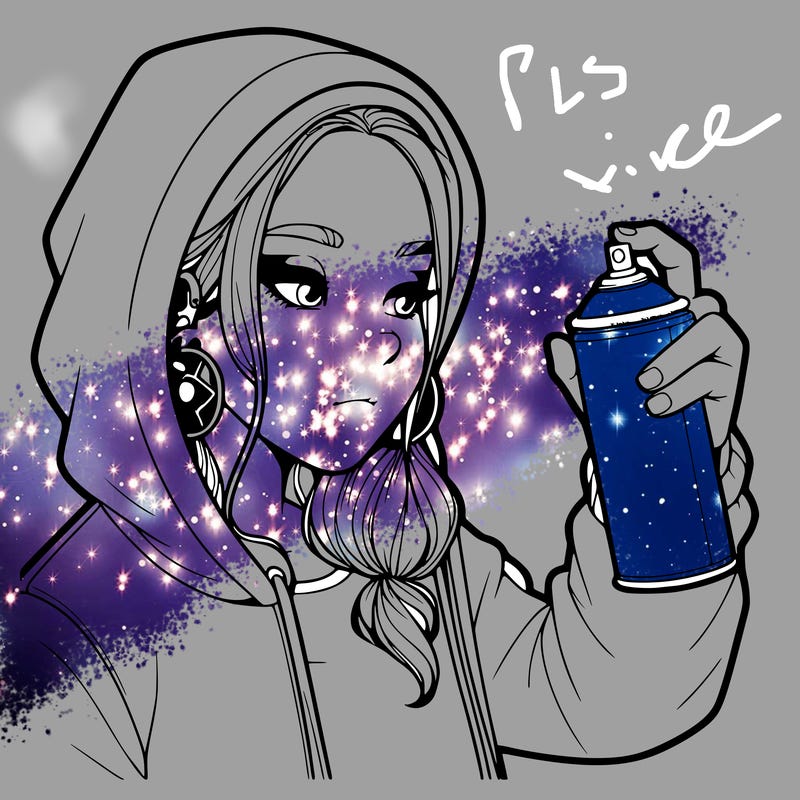 a realistic girl, spray painting