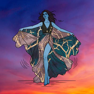 sesssssy.   beautiful woman posing in slit dress with  wind blowing