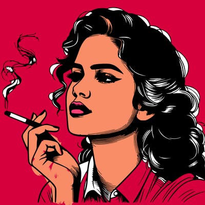 realistic beautiful lady smoking
