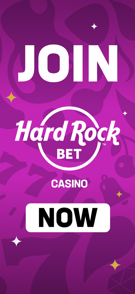 Hard Rock Bet Casino join now promotional graphic with purple background