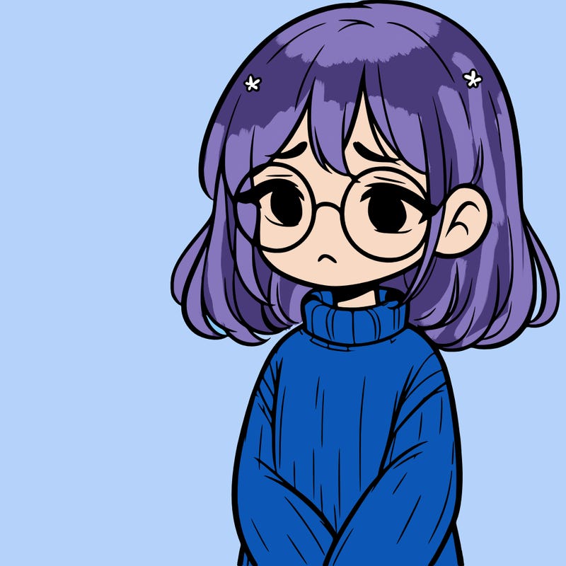 sad girl with glasses in a sweater