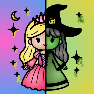 split princess and witch
