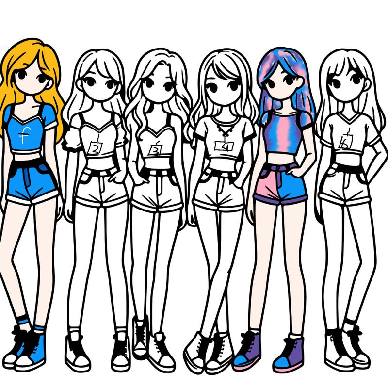 a group of girls wearing crop tops and shorts