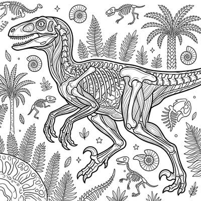 Dive into the fascinating world of paleontology with this intricate Velociraptor anatomy coloring page designed specifically for teens. Discover the skeletal and muscular structure of this iconic dinosaur as you bring it to life with your creative colors.