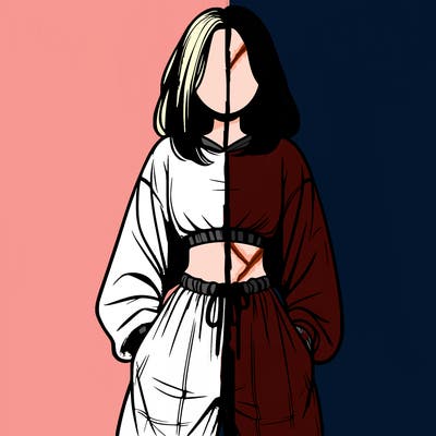 realistic girl faceless with baggy pants and a crop top