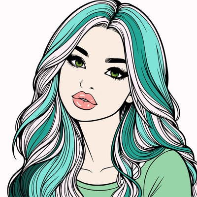 realistic girl with hair on her hair and lips