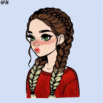 realistic girl with braids