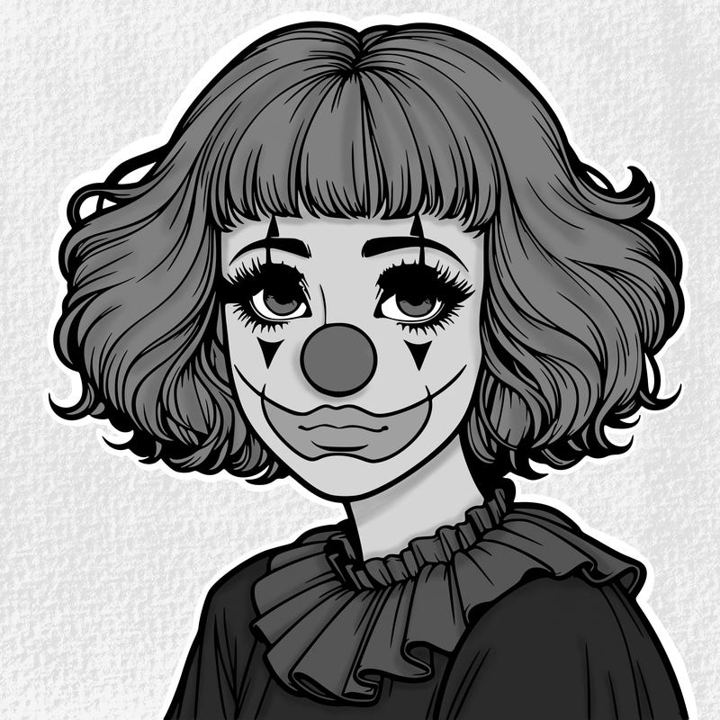a clown girl realistic