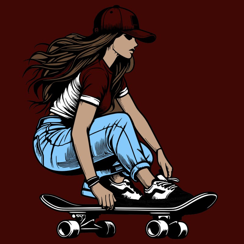 realistic girl skateboard rider