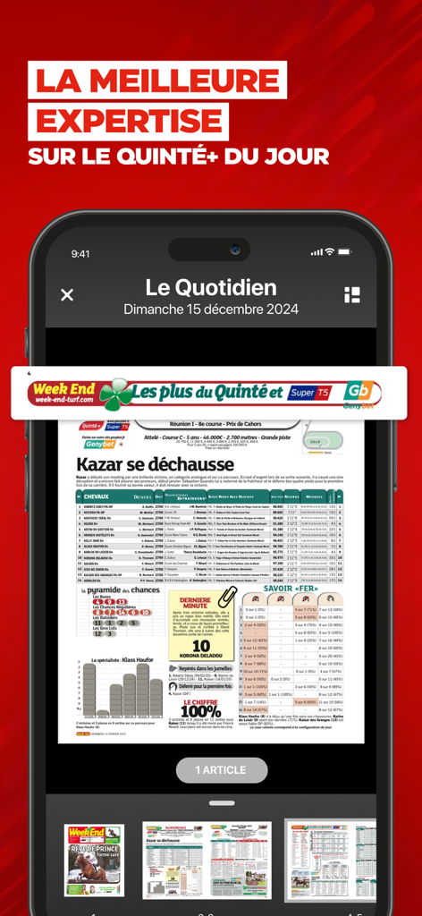 Week End : pronostics quinté - L'application Week End Turf propose des pronostics hippiques d'experts et une analyse quotidienne du Quinte.