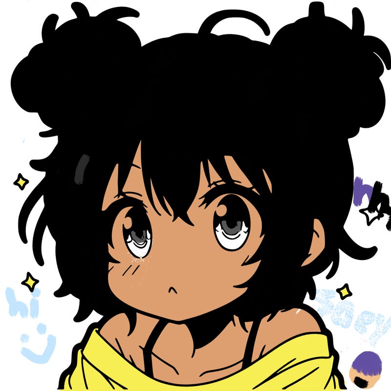 a manga girl with messy small buns