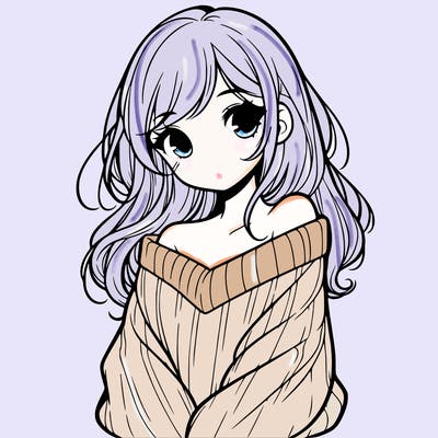 shy pretty girl wearing a sweater that is falling off one shoulder portrait