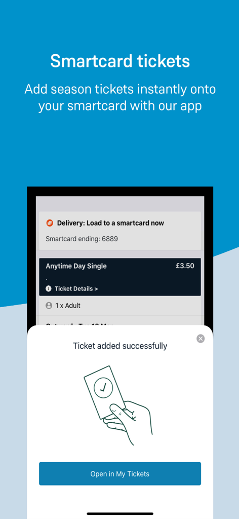 South Western Railway - Interface da aplicação South Western Railway para carregar bilhetes num cartão inteligente