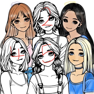 a group of girls realistic