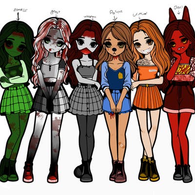 a group of girls realistic