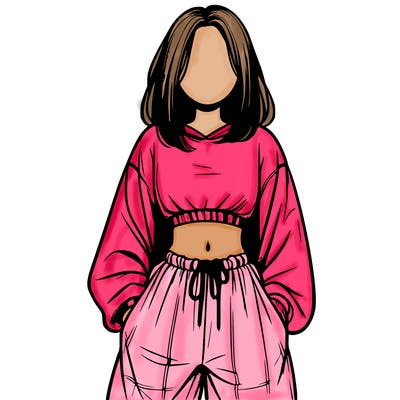 realistic girl faceless with baggy pants and a crop top