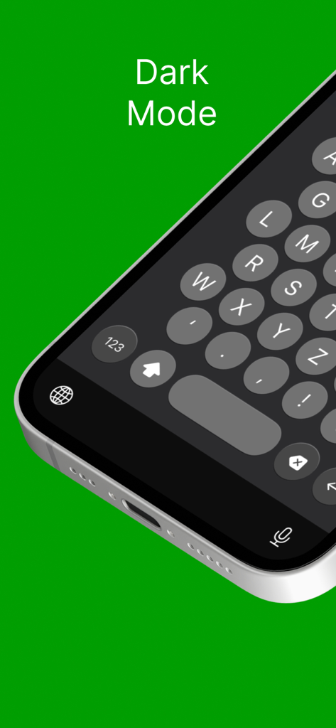 Typster app displaying the large key keyboard interface in dark mode.